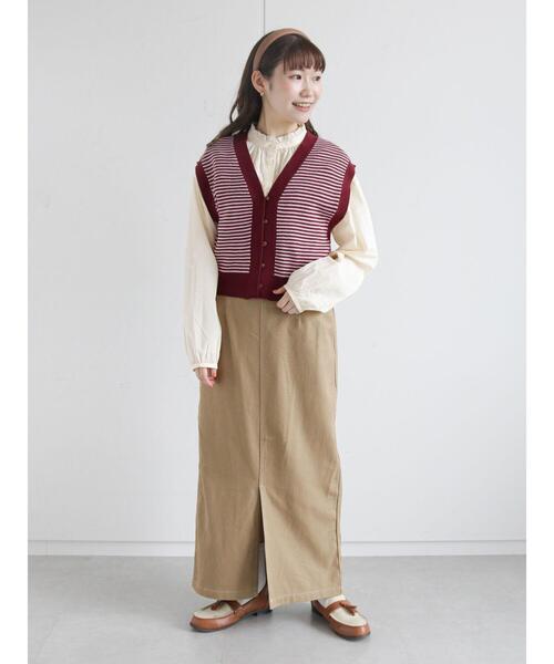ehka sopo（エヘカソポ）の「ボーダー前開きニットベスト（ベスト