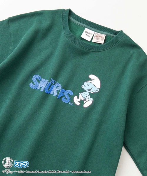 OUTDOOR PRODUCTS（アウトドアプロダクツ）の「【OUTDOOR PRODUCTS/アウトドアプロダクツ】【SMURFS/スマーフ】コラボ 裏起毛　ビッグシルエット　クルー　スウェット トレーナー（スウェット・メンズ・ベージュ/ダークグリーン/スミクロ/オフホワイト・X-LARGE/LARGE/MEDIUM）」の8枚目の写真