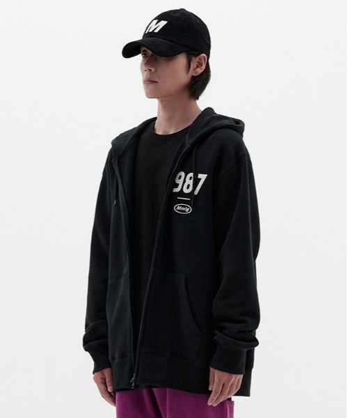 87mm（87mm）の「【87MM / Mmlg】19MG HOOD ZIPUP / パルチムエムエム Mmlg 19MG ロゴ フーディー ジップアップ（パーカー・レディース・ブラック/ライトグレー・MEDIUM/LARGE）」の3枚目の写真