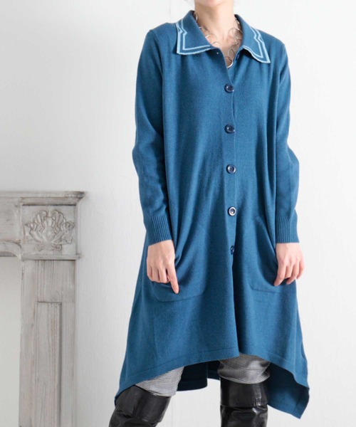 Sawa a la mode(サワアラモード)の「裾アシメのニットフレアチュニック(ニット/セーター・レディース・ブラック/グリーン/オフホワイト/ブルー・FREE)」の4枚目の写真