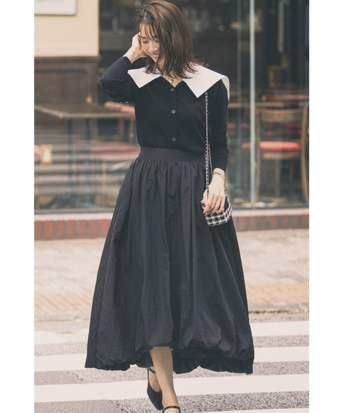 &. NOSTALGIA（アンドドットノスタルジア）の「【石井亜美さんコラボ】セーラーカラーカーディガン（カーディガン/ボレロ・レディース・ホワイト×ブラック/ブラック×ブラック・FREE）」の4枚目の写真