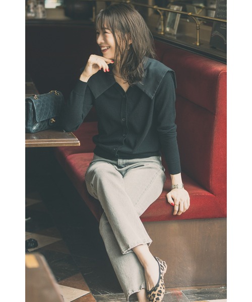 &. NOSTALGIA（アンドドットノスタルジア）の「【石井亜美さんコラボ】セーラーカラーカーディガン（カーディガン/ボレロ・レディース・ホワイト×ブラック/ブラック×ブラック・FREE）」の7枚目の写真