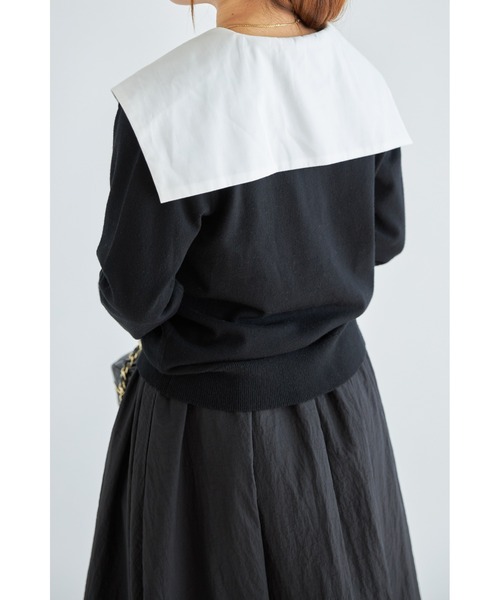 &. NOSTALGIA（アンドドットノスタルジア）の「【石井亜美さんコラボ】セーラーカラーカーディガン（カーディガン/ボレロ・レディース・ホワイト×ブラック/ブラック×ブラック・FREE）」の13枚目の写真