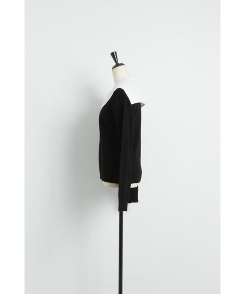 &. NOSTALGIA（アンドドットノスタルジア）の「【石井亜美さんコラボ】セーラーカラーカーディガン（カーディガン/ボレロ・レディース・ホワイト×ブラック/ブラック×ブラック・FREE）」の19枚目の写真