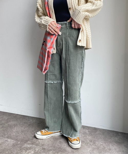 CPCM（シーピーシーエム）の「パッチワークコーデュロイパンツ（その他パンツ・レディース・パープル/ブラウン/グリーン/アイボリー・FREE）」の4枚目の写真
