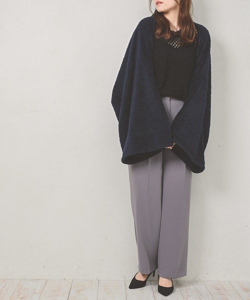 Monocoro toppi（モノコロトッピ）の「シープボア ふわふわ 2WAY マフラー カーディガン（その他ルームウェア・レディース・ブラウン/チャコールグレー/ネイビー/モカ/ブラック・フリー）」の5枚目の写真