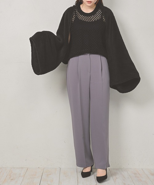 Monocoro toppi（モノコロトッピ）の「シープボア ふわふわ 2WAY マフラー カーディガン（その他ルームウェア・レディース・ブラウン/チャコールグレー/ネイビー/モカ/ブラック・フリー）」の2枚目の写真