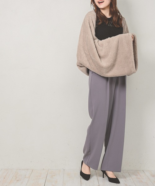 Monocoro toppi（モノコロトッピ）の「シープボア ふわふわ 2WAY マフラー カーディガン（その他ルームウェア・レディース・ブラウン/チャコールグレー/ネイビー/モカ/ブラック・フリー）」の4枚目の写真