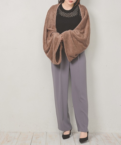 Monocoro toppi（モノコロトッピ）の「シープボア ふわふわ 2WAY マフラー カーディガン（その他ルームウェア・レディース・ブラウン/チャコールグレー/ネイビー/モカ/ブラック・フリー）」の21枚目の写真