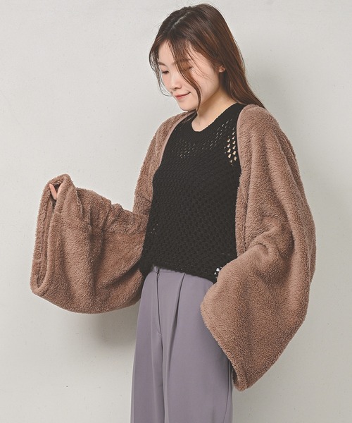 Monocoro toppi（モノコロトッピ）の「シープボア ふわふわ 2WAY マフラー カーディガン（その他ルームウェア・レディース・ブラウン/チャコールグレー/ネイビー/モカ/ブラック・フリー）」の20枚目の写真