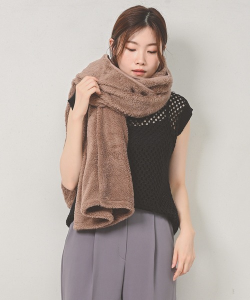 Monocoro toppi（モノコロトッピ）の「シープボア ふわふわ 2WAY マフラー カーディガン（その他ルームウェア・レディース・ブラウン/チャコールグレー/ネイビー/モカ/ブラック・フリー）」の17枚目の写真