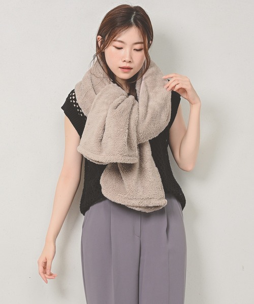 Monocoro toppi（モノコロトッピ）の「シープボア ふわふわ 2WAY マフラー カーディガン（その他ルームウェア・レディース・ブラウン/チャコールグレー/ネイビー/モカ/ブラック・フリー）」の12枚目の写真