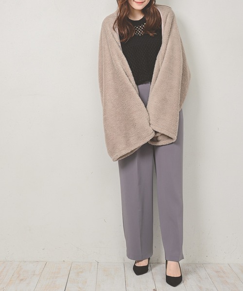 Monocoro toppi（モノコロトッピ）の「シープボア ふわふわ 2WAY マフラー カーディガン（その他ルームウェア・レディース・ブラウン/チャコールグレー/ネイビー/モカ/ブラック・フリー）」の16枚目の写真