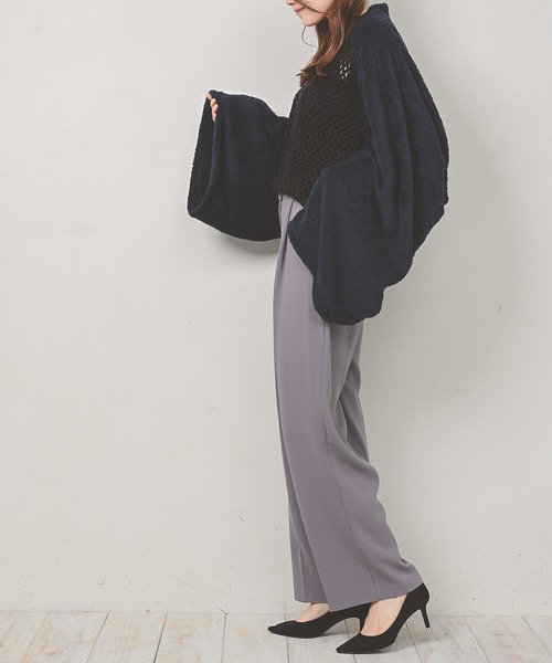 Monocoro toppi（モノコロトッピ）の「シープボア ふわふわ 2WAY マフラー カーディガン（その他ルームウェア・レディース・ブラウン/チャコールグレー/ネイビー/モカ/ブラック・フリー）」の9枚目の写真