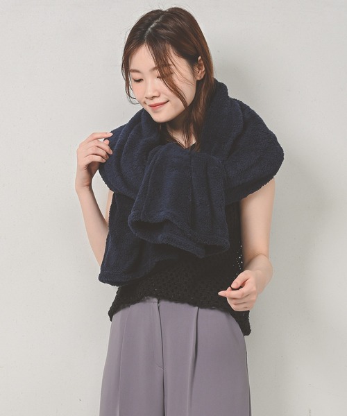 Monocoro toppi（モノコロトッピ）の「シープボア ふわふわ 2WAY マフラー カーディガン（その他ルームウェア・レディース・ブラウン/チャコールグレー/ネイビー/モカ/ブラック・フリー）」の7枚目の写真