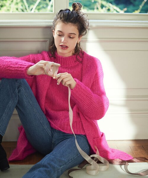 OPAQUE.CLIP（オペークドットクリップ）の「◆【COFIL／コフィル】ローゲージモヘヤMIX ワイドシルエットニット（ニット/セーター・レディース・イエロー/ネイビー/ライトパープル/ライトグリーン/ピンク系/オフホワイト/ブラウン系その他・00）」の8枚目の写真