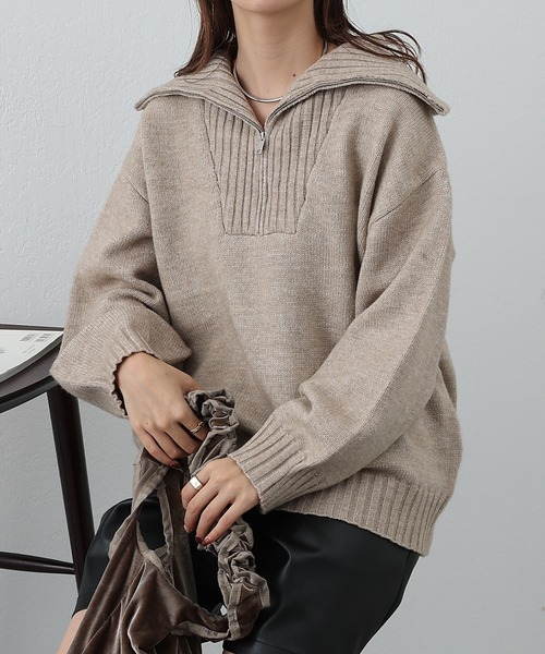 ドゥロワー アルパカ混 ニット 半袖 テディベア プルオーバー ririジップ ドゥロワー アルパカ混 ニット 半袖 テディベア プルオーバー