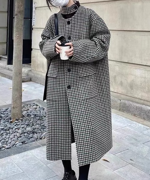 襟付きロングティアードコート ルディックパーク Ludic Park フェイクウールファー襟付きロングコート