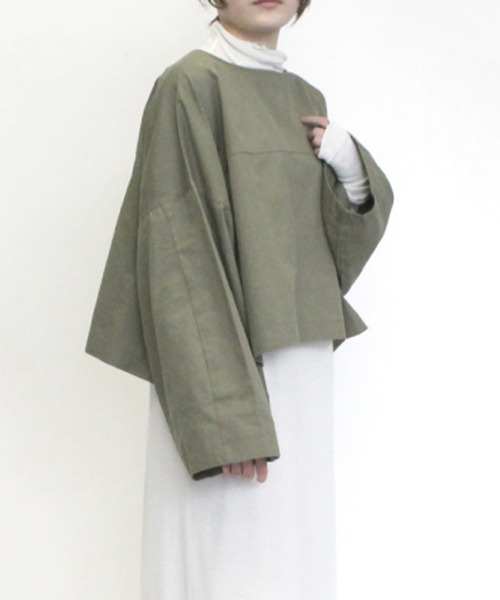 STYLEBLOCK（スタイルブロック）の「綿ツイル前後2WAYオーバーブラウス（シャツ/ブラウス・レディース・オフホワイト/オリーブ/ブラック・M）」の3枚目の写真