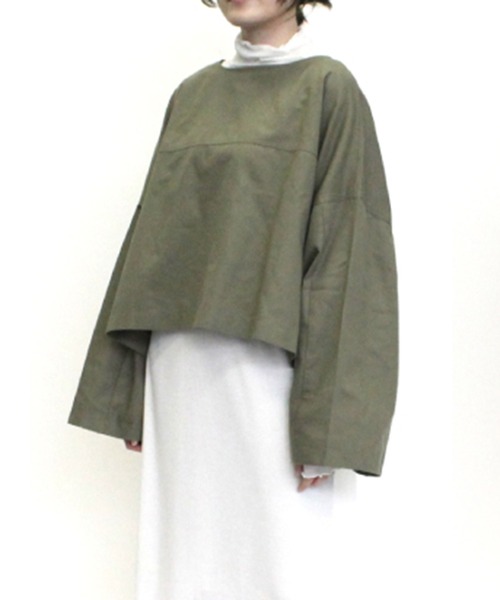STYLEBLOCK（スタイルブロック）の「綿ツイル前後2WAYオーバーブラウス（シャツ/ブラウス・レディース・オフホワイト/オリーブ/ブラック・M）」の7枚目の写真