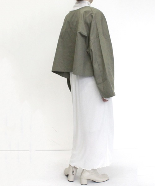 STYLEBLOCK（スタイルブロック）の「綿ツイル前後2WAYオーバーブラウス（シャツ/ブラウス・レディース・オフホワイト/オリーブ/ブラック・M）」の10枚目の写真