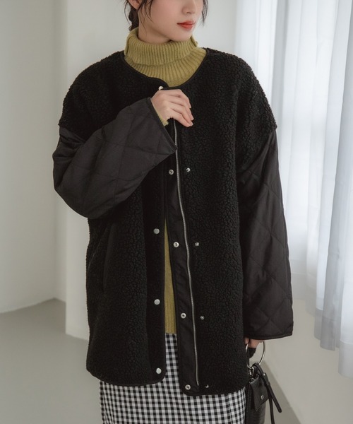 fifth（フィフス）の「2wayボア切替キルティングリバーシブルコート（その他アウター・レディース・アイボリー/ブラック・M）」の2枚目の写真