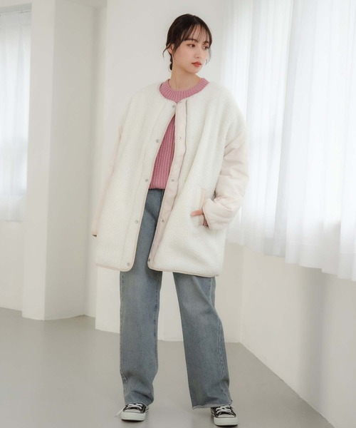 fifth（フィフス）の「2wayボア切替キルティングリバーシブルコート（その他アウター・レディース・アイボリー/ブラック・M）」の6枚目の写真