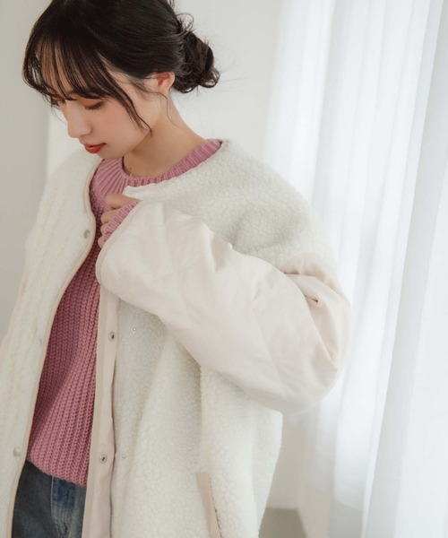 fifth（フィフス）の「2wayボア切替キルティングリバーシブルコート（その他アウター・レディース・アイボリー/ブラック・M）」の3枚目の写真