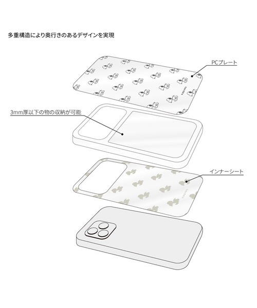 SNOOPY×OLD BETTY'S（スヌーピーカケルオールドベティーズ）の「SNG709 iPhone14/14 Pro/13/13Pro/12/12Pro 対応 ケース SNOOPY ピーナッツ SHOWCASE+（スマホケース/カバー・レディース・アイボリー/グレー/ホワイト/オフホワイト・FREE）」の5枚目の写真