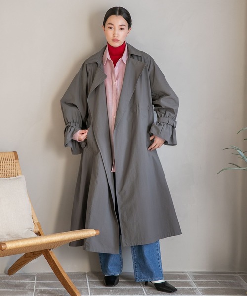 LOWRYS FARM（ローリーズファーム）の「ドロストユルトレンチコート　172566（トレンチコート・レディース・チャコールグレー/ベージュ/アイボリー/グリーン・FREE）」の9枚目の写真