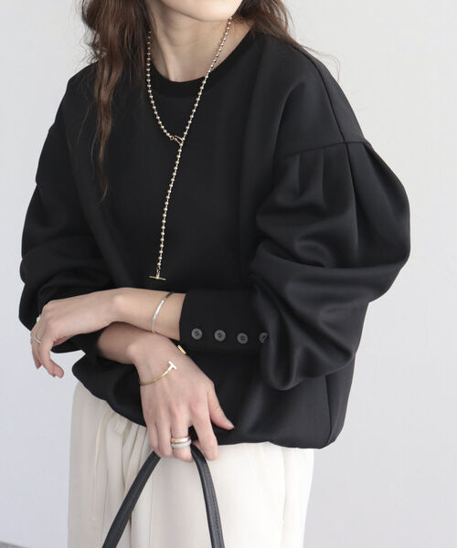 fredy emue（フレディエミュ）の「ボリュームスリーブプルオーバー（Tシャツ/カットソー・レディース・オフホワイト/カーキ/ブラック・38）」の3枚目の写真