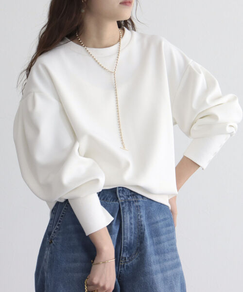 fredy emue（フレディエミュ）の「ボリュームスリーブプルオーバー（Tシャツ/カットソー・レディース・オフホワイト/カーキ/ブラック・38）」の14枚目の写真