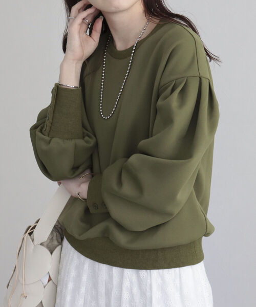 fredy emue（フレディエミュ）の「ボリュームスリーブプルオーバー（Tシャツ/カットソー・レディース・オフホワイト/カーキ/ブラック・38）」の15枚目の写真