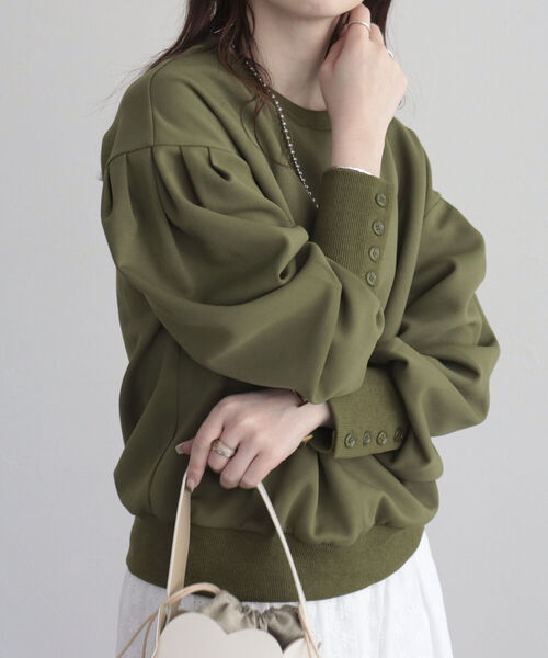 fredy emue（フレディエミュ）の「ボリュームスリーブプルオーバー（Tシャツ/カットソー・レディース・オフホワイト/カーキ/ブラック・38）」の8枚目の写真