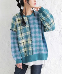 n'OrLABEL | 『チェック柄切替ステッチジャカードニット』(ニット/セーター)
