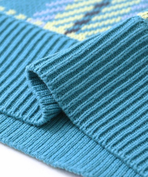 n'OrLABEL(ノアールレーベル)の「『チェック柄切替ステッチジャカードニット』(ニット/セーター・レディース・ミント/ブルーグリーン・FREE)」の16枚目の写真