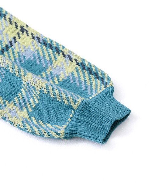 n'OrLABEL(ノアールレーベル)の「『チェック柄切替ステッチジャカードニット』(ニット/セーター・レディース・ミント/ブルーグリーン・FREE)」の19枚目の写真