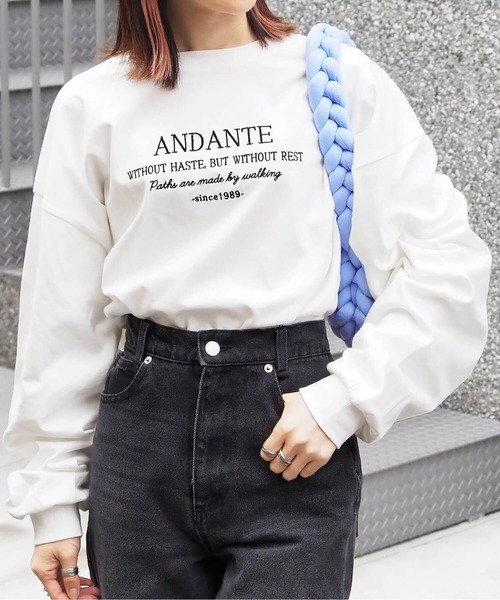 tiptop(ティップトップ)の「アソートロゴ刺繍ロンT(Tシャツ/カットソー・レディース・ホワイト系その他3/ブラック/ホワイト系その他4/ホワイト系その他5/ホワイト系その他/ホワイト系その他2/オフホワイト/ネイビー/サックスブルー・FREE)」の1枚目の写真