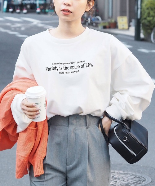 tiptop(ティップトップ)の「アソートロゴ刺繍ロンT(Tシャツ/カットソー・レディース・ホワイト系その他3/ブラック/ホワイト系その他4/ホワイト系その他5/ホワイト系その他/ホワイト系その他2/オフホワイト/ネイビー/サックスブルー・FREE)」の5枚目の写真