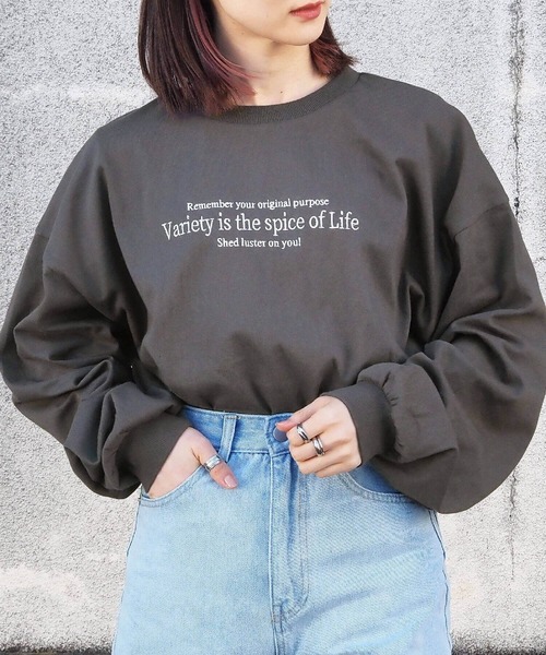 tiptop(ティップトップ)の「アソートロゴ刺繍ロンT(Tシャツ/カットソー・レディース・ホワイト系その他3/ブラック/ホワイト系その他4/ホワイト系その他5/ホワイト系その他/ホワイト系その他2/オフホワイト/ネイビー/サックスブルー・FREE)」の7枚目の写真