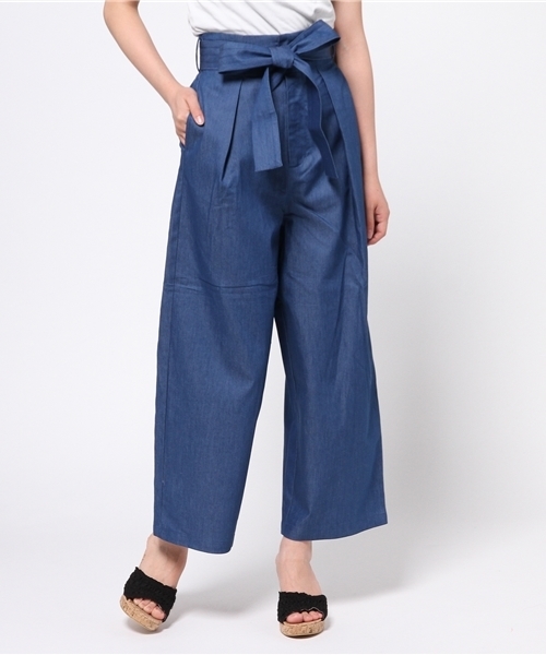 HARE（ハレ）の「フトベルトワイドタックパンツ(HARE)（スラックス・レディース・ブラック/グレー/インディゴブルー・FREE）」の3枚目の写真