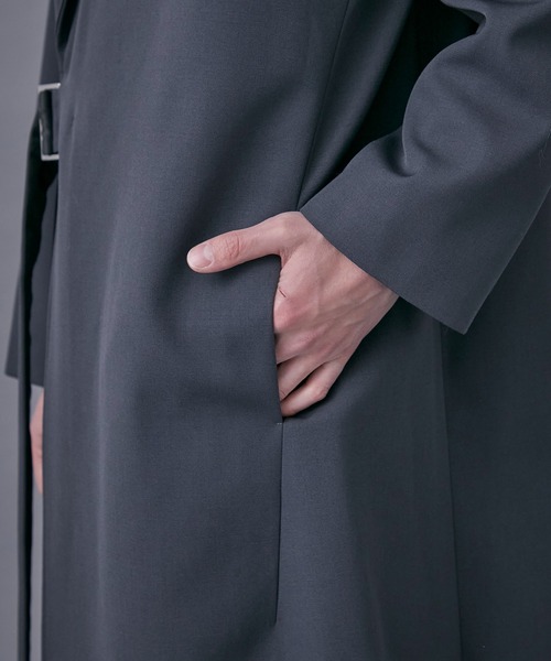 PUBLIC TOKYO(パブリックトウキョウ)の「含浸ウールギャバタイロッケンオーバーコート(トレンチコート・メンズ・ダークグレー/ブラック/ダークグリーン・1/2)」の21枚目の写真