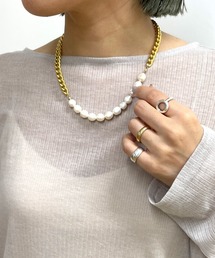 バロックパール×チェーンマンテルネックレス