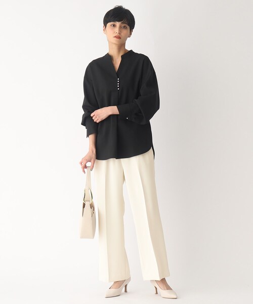 OPAQUE.CLIP（オペークドットクリップ）の「◆ストレッチイージーワイドパンツ【美脚シルエット】（その他パンツ・レディース・オフホワイト/ライトグレー/ベージュ/ブラック・34/36/38/40/42）」の12枚目の写真