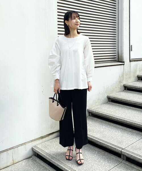 OPAQUE.CLIP（オペークドットクリップ）の「◆ストレッチイージーワイドパンツ【美脚シルエット】（その他パンツ・レディース・オフホワイト/ライトグレー/ベージュ/ブラック・34/36/38/40/42）」の10枚目の写真