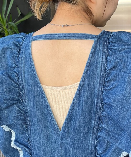 CIAOPANIC（チャオパニック）の「フリルデニムワンピース/コートワンピース（ワンピース・レディース・ブラック/ブルー・FREE）」の18枚目の写真