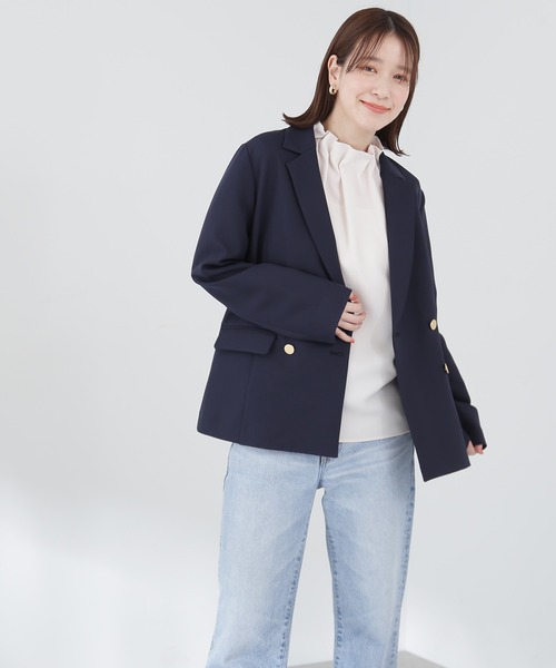 N.（N. Natural Beauty Basic）（エヌエヌナチュラルビューティーベーシック）の「【S Size Line】◆ダブルクロスダブルジャケット（テーラードジャケット・レディース・ネイビー/オフホワイト・SMALL/MEDIUM）」の8枚目の写真