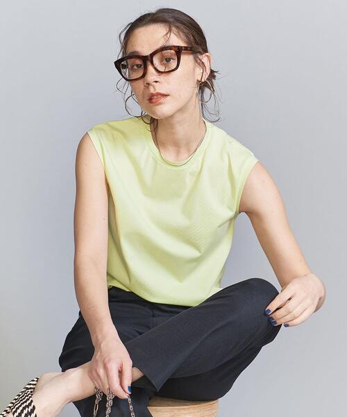 BEAUTY&YOUTH UNITED ARROWS（ビューティーアンドユースユナイテッドアローズ）の「クリアハイゲージコットンブレンド ノースリーブカットソー（Tシャツ/カットソー・レディース・ダークグリーン/オフホワイト/ダークグレー/ライム・S/M）」の4枚目の写真