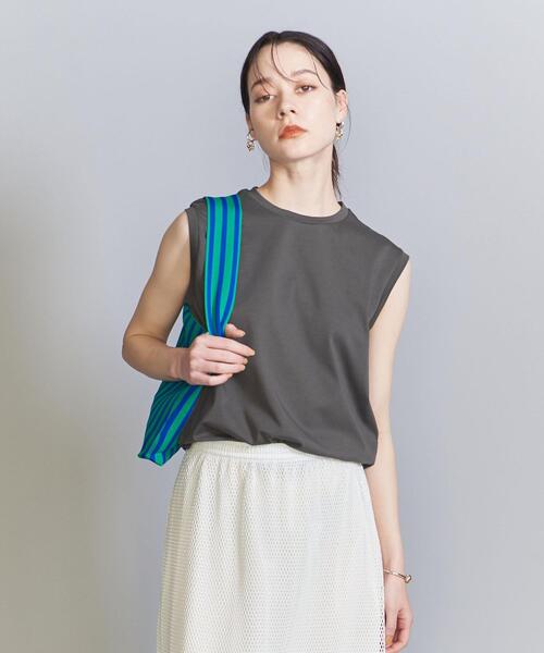 BEAUTY&YOUTH UNITED ARROWS（ビューティーアンドユースユナイテッドアローズ）の「クリアハイゲージコットンブレンド ノースリーブカットソー（Tシャツ/カットソー・レディース・ダークグリーン/オフホワイト/ダークグレー/ライム・S/M）」の3枚目の写真