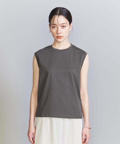BEAUTY&YOUTH UNITED ARROWS（ビューティーアンドユースユナイテッドアローズ）の「クリアハイゲージコットンブレンド ノースリーブカットソー（Tシャツ/カットソー・レディース・ダークグリーン/オフホワイト/ダークグレー/ライム・S/M）」の11枚目の写真